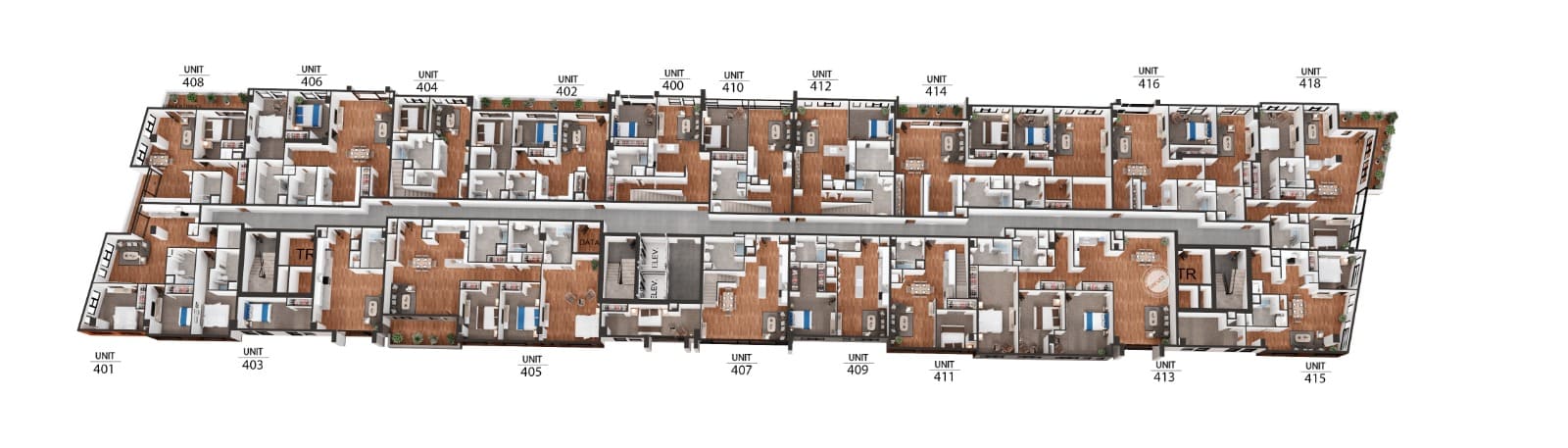 3. 3D Render of Fourth Level of a Commercial Office Building